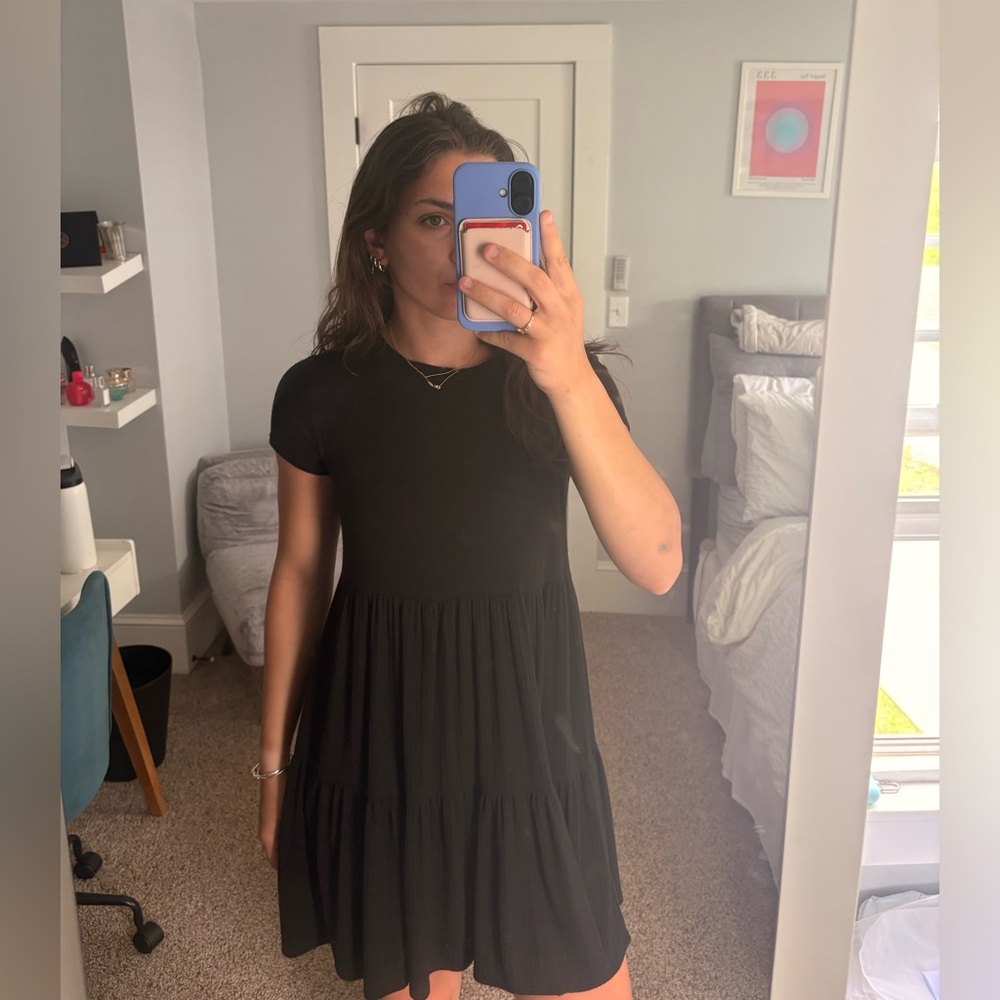 See You Monday Black Tiered Mini Dress Size Large